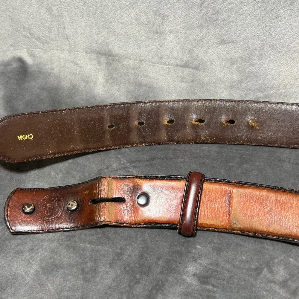 Vintage Silver Creek Classics Brown Leather Western Belt Size 40 Stone Buckle